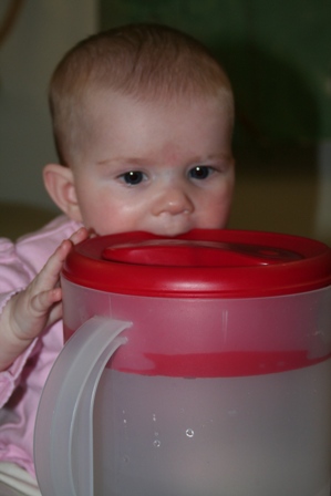 sucking on a bucket